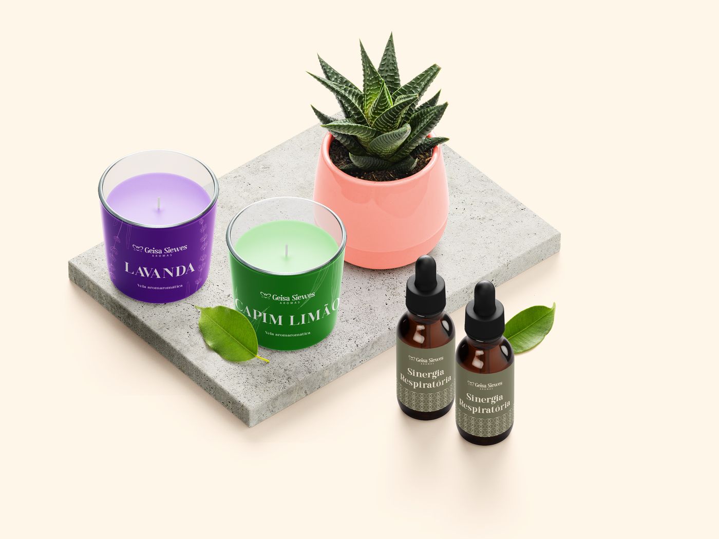 Velas aromáticas Geisa Siewes Aromas: Lavanda e Capim Limão